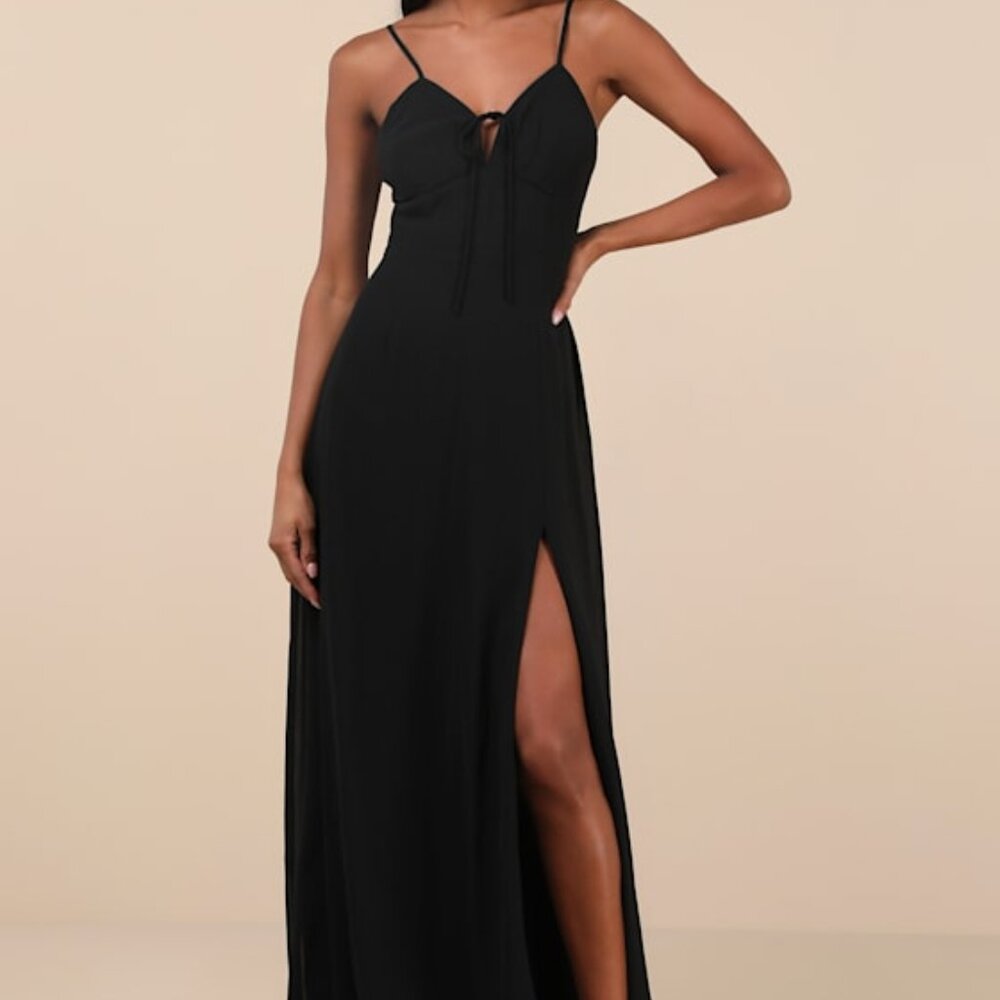 Lulus Marveled Beauty Black Sleeveless Tie-front Maxi Dress - Size S